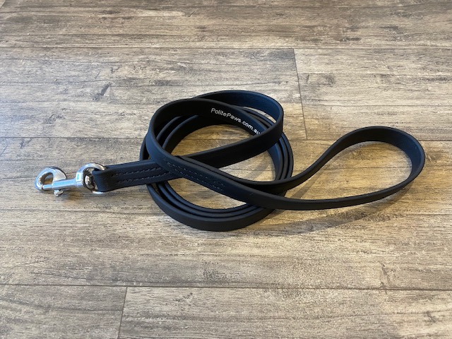6ft Black Biothane Training Lead - Large Stainless Steel Snap - Click Image to Close